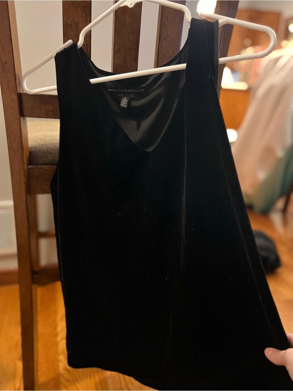 White House Black Market Black Velvet V-Neck Camisole